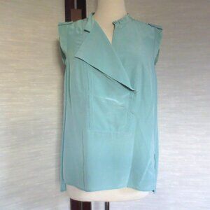 BCBG Silk Sleeveless Light Turquoise Cerulean Baby Blue Blouse Top